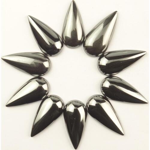 10Pcs 30x14x5mm Black Hematite Teardrop Cab Cabochon Dw044(Send Randomly)