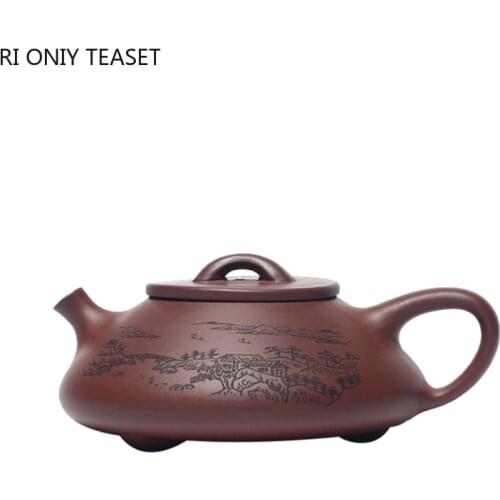 190ml Authentic Yixing Purple Clay Teapot Raw Ore Zhu Mud Stone Scoop Tea Pot Home Filter Beauty Kettle Chinese Tea Set Supplies