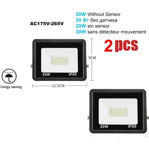 2 pcs 220V 10-100W LED FloodLight Spotlight Exterior Street wall reflector Lamps LED Lights Bright Wireless Motion Sensor Garden