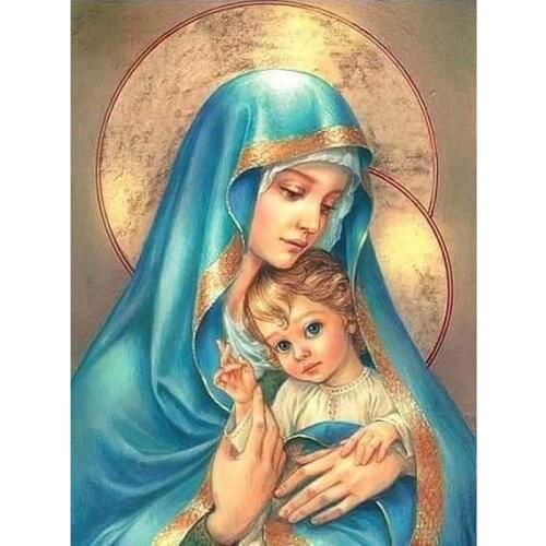 5D Diamond Painting Religioun "Our Lady&Son" Round Rhinestone Picture Embroidery Sale Diamond Mosaic Religion Icon Home Decor