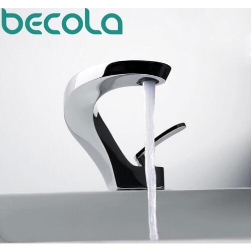 BECOLA Unique Design Silver Basin Faucet Sipral Shape Water Tap Crane Solid Brass Chrome Finished Water Sink Mixer for Bathroom