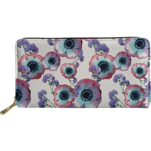 White Womens Purses Vintage Flower Print Zip Around Long Wallets Travel Phone Coin Purse for Girl Ladies Wallet Card Holder Bag