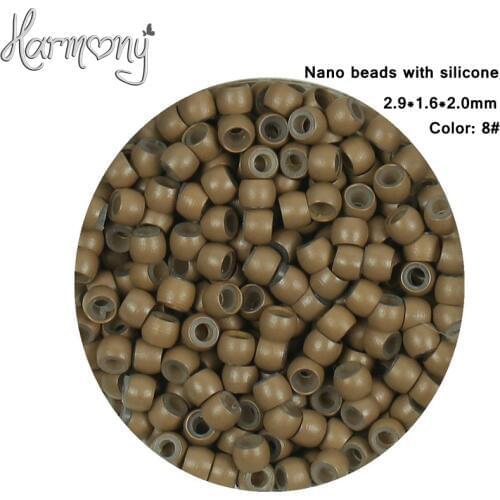 Free shipping!! (1000pcs 2.9*1.6*2.0) 11# light brown silicone nano beads Copper Nano Rings with Silicone lined
