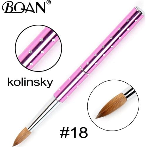BQAN 18# 1PCS Nail Art Kolinsky Sable Acrylic Brush Pen UV Gel Polish DIY Painting Drawing Carving Pen Manicure Tools