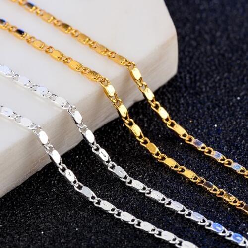 Wholesale Chain 2mm Link Chain silver color Necklace for Women with Plata stamp Jewelry Twisted Chain 16-30 inches