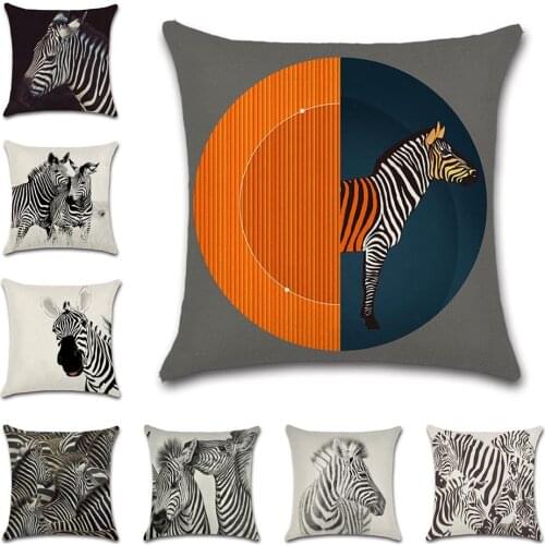African Animal Black and White Zebra Cushion Cover Decoration Home Throw Sofa Chair Car Friend Office Seat Gift Pillowcase
