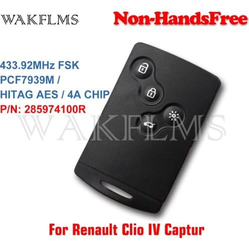 433MHz PCF7939M Chip Passive Keyless Go / Entry Remote Car Key Non- Handfree For Renault Clio IV Captur 2013 2014 2015 2016 2017