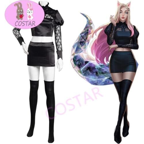 COSTAR Game LOL KDA Ahri Cosplay Costumes KDA Baddest Ahri Sexy Top Skirt Socks for Women Cosplay Costumes all out halloween