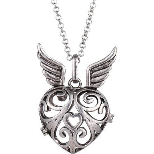 Emmaya Fashion Jewelry 10 Colors Crystal Heart Pendant Necklaces Can Open Angel Wings Collares for Women Beautiful Gifts