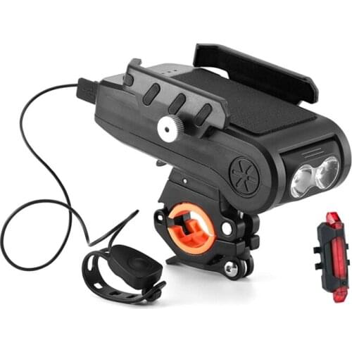 Bike Light Front And Back Bright Bicycle Headlight And Taillight With IPX4 Waterproof 4-In-1 Bike Light Holder With Horn