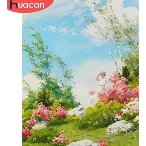 HUACAN Paint By Number Garden Drawing On Canvas Gift DIY Pictures By Numbers Scenery Kits Hand Painted Painting Art Home Decor