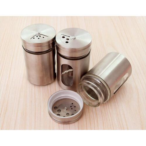 2pcs Stainless steel barbecue tools flavor seasoning box sauce seasoning box of kitchen pot seasoning sauce bottles