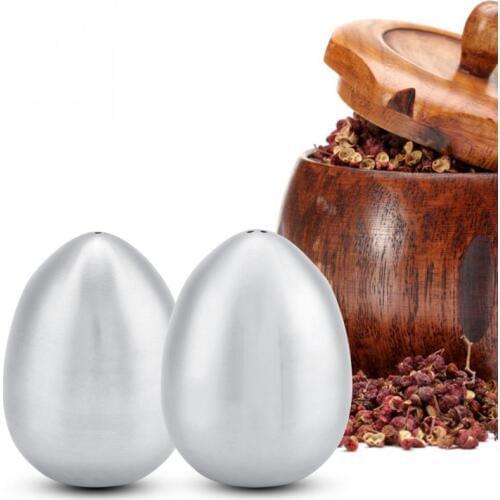 Stainless Steel Egg Shape Seasoning Pot Salt shaker Salt Pepper Set spice Cruet Condiment Box Cooking Bottle Kitchen Tools