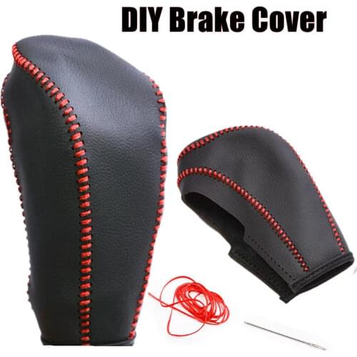 Leather Gear Shift Knob Cover For Chevrolet /Cruze Captiva 2013 2012 2011 Automatic Transmission Hand-stitched DIY Brake Cover