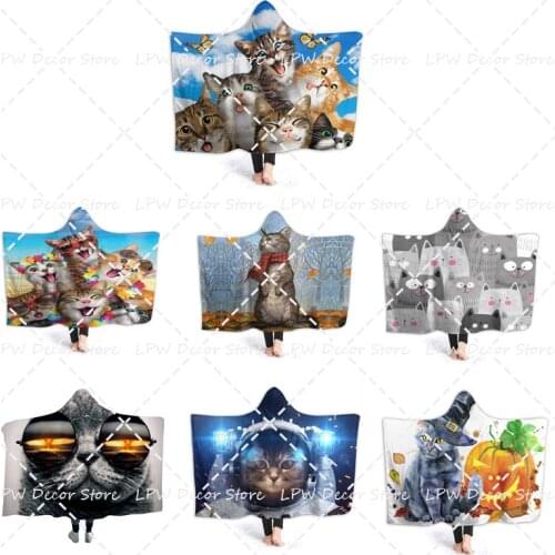Soft Light Weight Hooded Throw Blanket Cat Selfies Comfy Fluffy Quilt for Bed Couch Sofa Living Room Picnic Suitable All Seasons