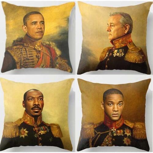 Bill Murray Brad Pitt Cushion Covers Rob Downey Leo Ducaprio Oil Paint Portait Pillow Cases Bedroom Sofa Decoration