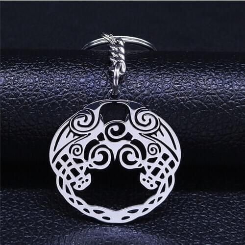 Norse Viking Rune Legendary Trinity Knot Celtics Applique Triangle Stainless Steel Keychain amulet Jewelry llaveros N3089S05