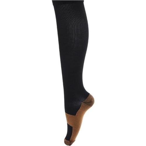 1 pairs Men Women Copper Fiber Long socks Compression Pressure Stockings Outdoor Sports high Socks 15-20mmHg