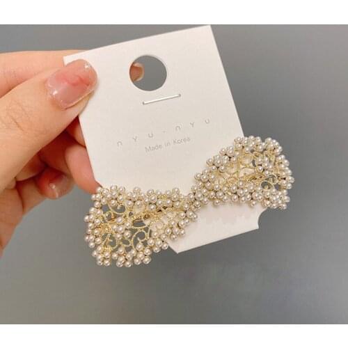 New Arrival Simulated Pearl Bow Hair Grips For Women Wedding Hair Jewelry Hairpins Wholesale