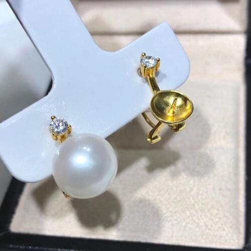 New Office Lady 925 Sterling Silver Earrings Findings Mounts Jewelry Parts Fittings for Pearls Coral Jade Agate Beads Stones