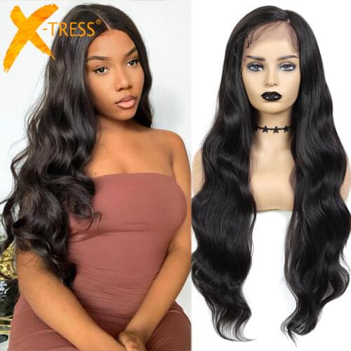 Blonde Synthetic Lace Front Wig Body Wave Long Hair High Temperature Fiber Side Part Wig For Women Daily Party X-TRESS Lace Wigs