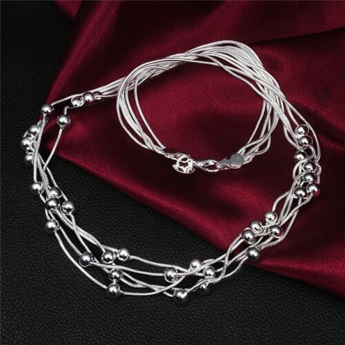 Silver color-jewelry silver plated necklace statement maxi collier jewelry collares colar bijoux women peal link 67