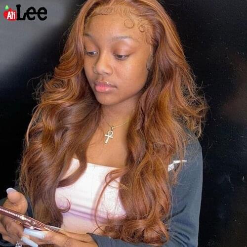 Orange Brown Wig Human Hair Wigs Colored Body Wave Lace Wig With Baby Hair Peruvian Hair Wigs Pre Plucked With Baby Hair 180