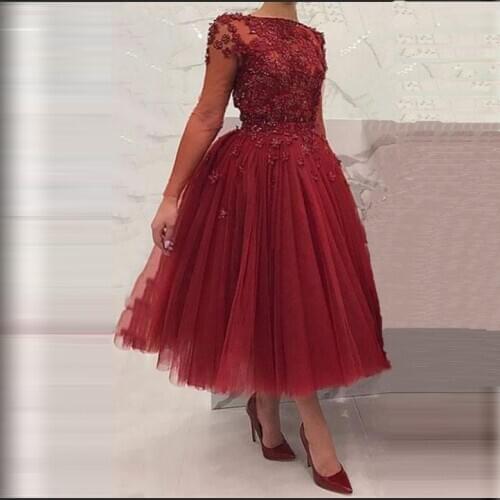 Young Mother Of The Bride And Groom Dresses Handmade Flowers Appliques Sheer Long Sleeves Jewel Neck Plus Size Women Dinner Gown