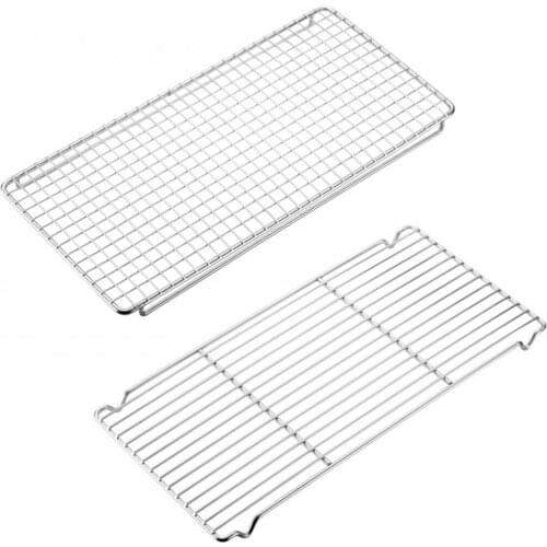Stainless Steel BBQ Grill Mat Mesh Oven Net Kebab Barbecue Rack Baking Tray