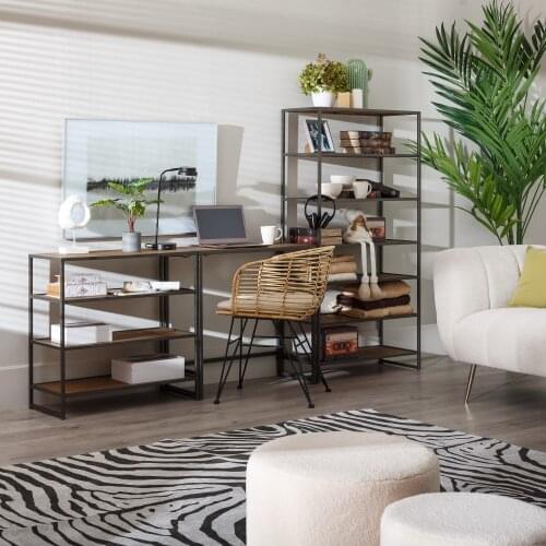 Shelf MARRON-NEGRO Wood/METAL 75X35X75 CM