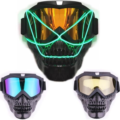 Detachable Motorcycle Goggles Mask Skull Moto face mask Wind proof Motocross goggles Racing helmet Protective Goggles Mask