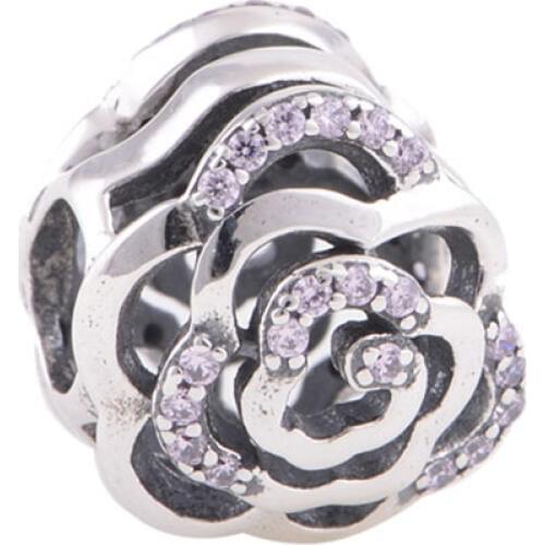 Silver Rose Beads Fit Original Bracelet Diy 925 Sterling Silver Charms Globalwin Jewelry X234H15