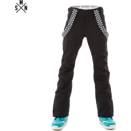 SMN Snowboard Pants Black Color Waterproof Windproof Breathable Outdoor Trousers Adult Women Winter Snowboarding Bib Pants