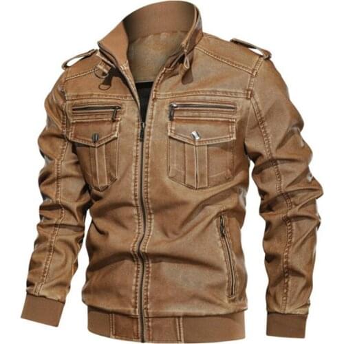 Windbreaker-coats Bomber Jacket Men PU Leather Jacket Autumn New Casual Motorcycle Vintage Leather Jackets Coat Men Clothing