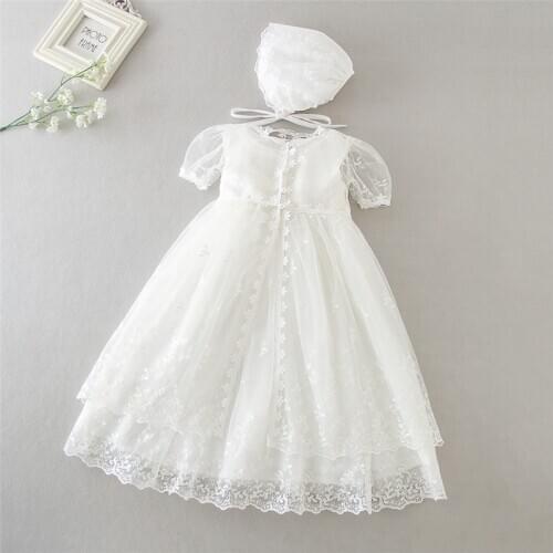 HAPPYPLUS Vintage Christening Dress for Baby Girl Frocks Lace Baby Shower Dress for Baptism Second First Birthday Outfit Girl