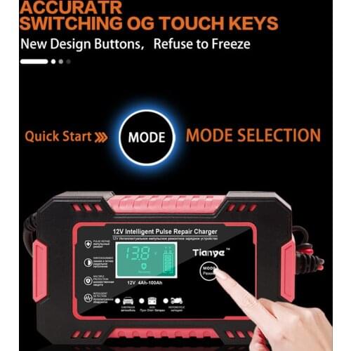 Car Battery Charger Fast Power Charging Wet Dry Lead Acid Battery Charger 12V 6A Agm Gel Wet Pulse Repair Full Automatic