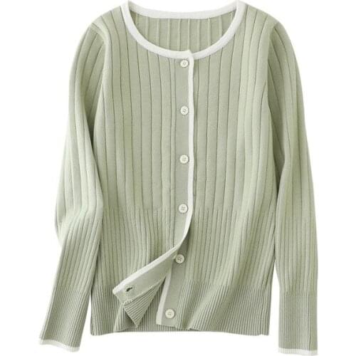 Women clothing 2020 New best-selling high-quality Fashion trend fresh contrast color knitted jacket Outdoor leisure womens coat