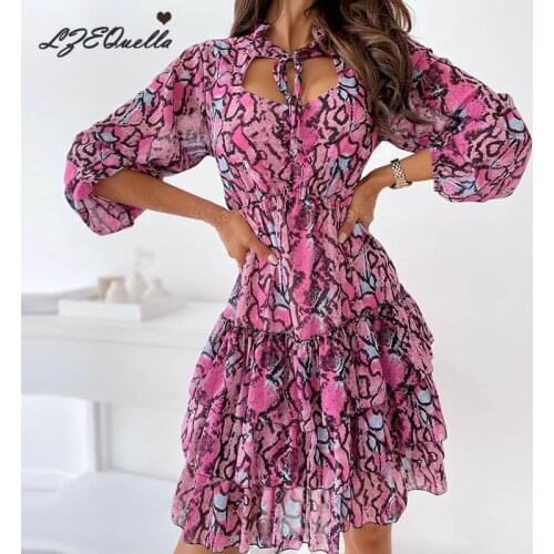 Women Ruffles Boho Dress Summer Beach Sundress High Waist Floral Printing Pleated A line Short Mini Dresses Vestidos NZ3461