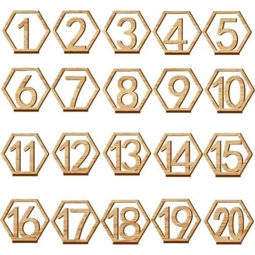 1-20 Numbers Wood Signs Wedding Hexagon Table Number Wooden Table Numbers Rustic Wedding Engagement Seat Numbers Sign