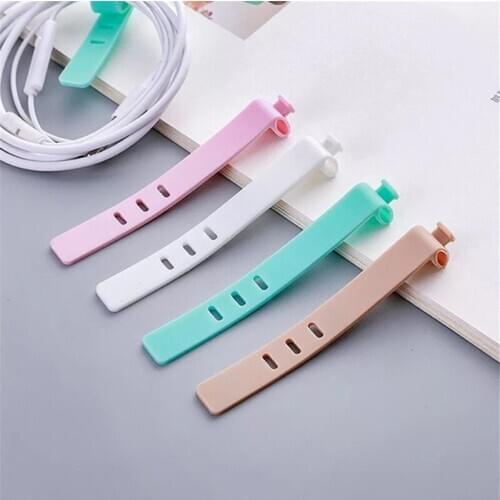1/4pcs Silicone Straps Data Cable Soft Tape USB Wire Cable Tie Cable Organizer For Iphone Android Charging Earphone Cable Winder