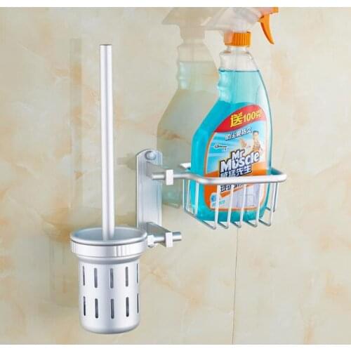 1PC Multifunctional Space Aluminum Toilet Brushed Holder With Storage Basket NG 006