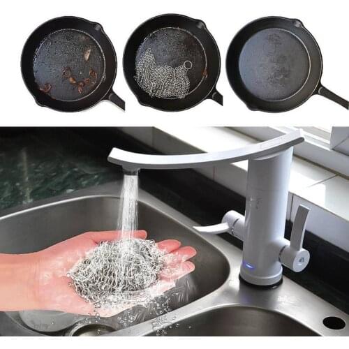 10CM Round 316 Cast Iron Cleaner Kitchen Rust Pot Pans Remover Cleaning Steel Metal Brush Rust Cleaning Scraper W5T5