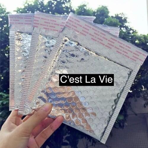 100pcs 9*12cm Wholesale Sliver small bubble envelopes bag ,padded bubble envelopes, metallic bubble mailer pouch bag