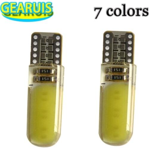 100pcs wholesale T10 COB 12 Chips 80MA silicone shell 194 W5W Silicone case Car Auto Parking light Car styling Pink Ice blue 12V