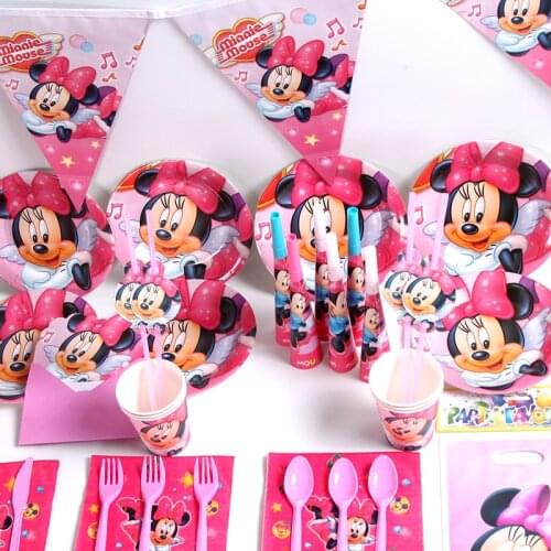 118Pcs\Lot Minnie mouse kids girl birthday party supplies Disposable tableware birthday party decorations adult baby shower