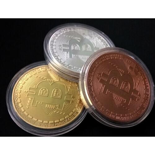 2pcs Gold Plated Bitcoin Coin Collectible Art Collection Gift Physical Commemorative Casascius Bit BTC Metal Antique Imitation