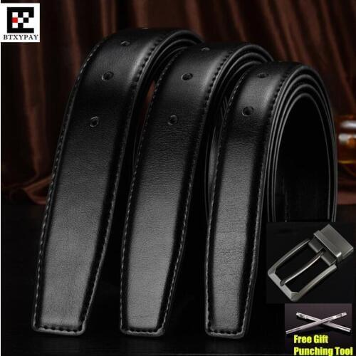 200p! 30-35mm Cowhide Genuine Leather Belts for men Brand Strap male pin buckle vintage jeans Drilling Waistbands,+punching tool