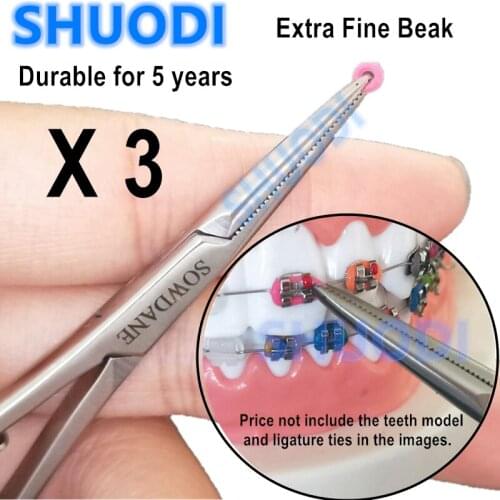 3 pcs Extra Fine Beak Dental Orthodontic Mathieu Elastic Placement Ligation Ring Ligature Tie Holder 14cm Dental Needle holer