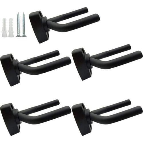 5 Pack Black Guitar Hanger Hook Holder Wall Mount Display with Screws Fits Most Guitars
