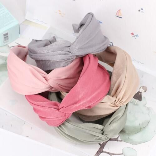 6pcs/lot Hair Band for Women Headbands Candy Silk Covered Resin Hairbands for Women Solid Satin Hair Bands Headband Hair Hoop